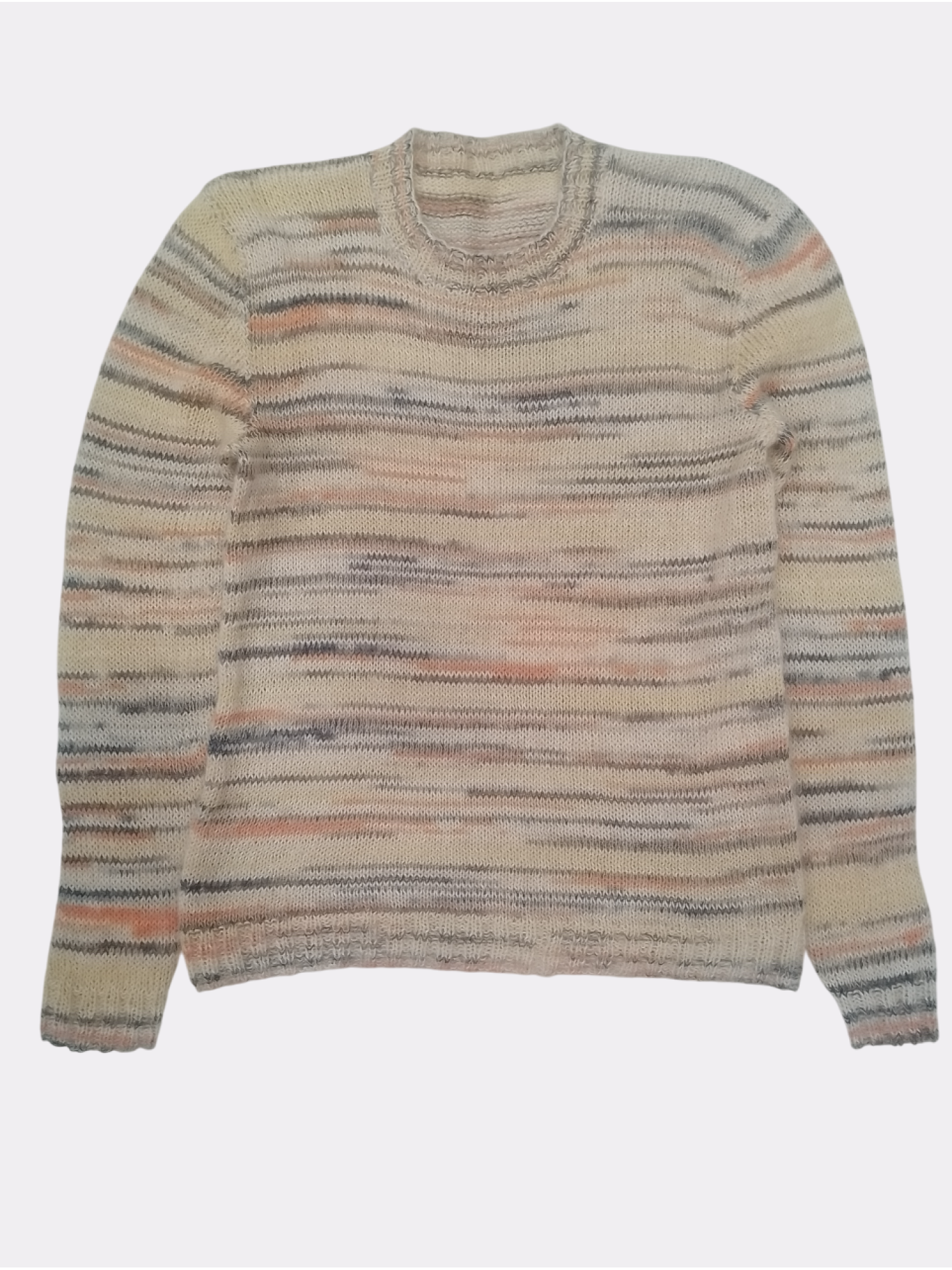 Πλεκτό μοχαίρ πουλόβερ με ρίγες (κοντό)