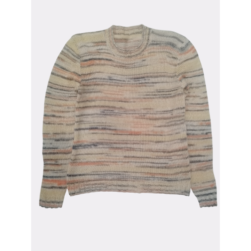 Πλεκτό μοχαίρ πουλόβερ με ρίγες (κοντό)