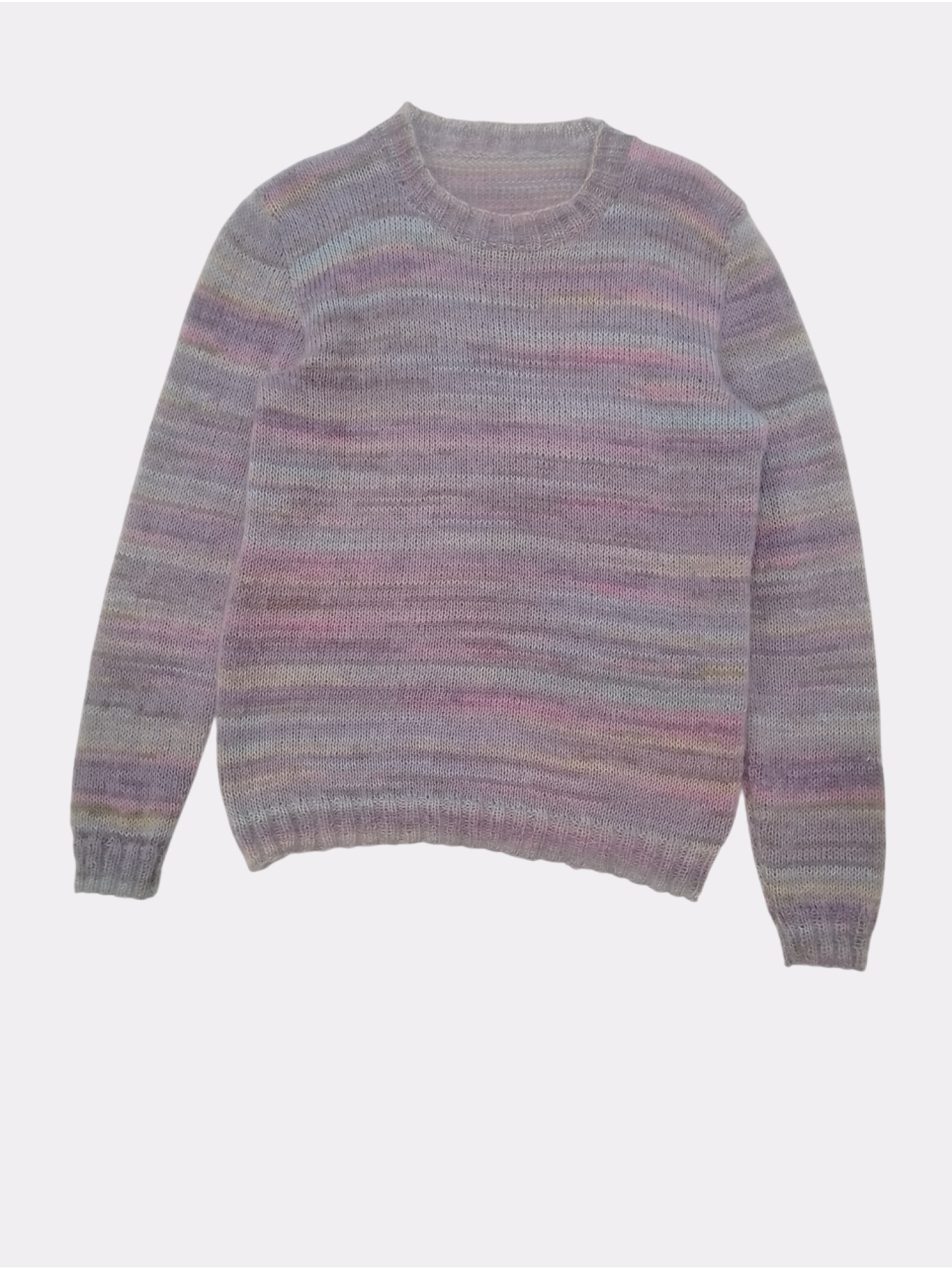 Πλεκτό μοχαίρ πουλόβερ με ρίγες (κοντό)