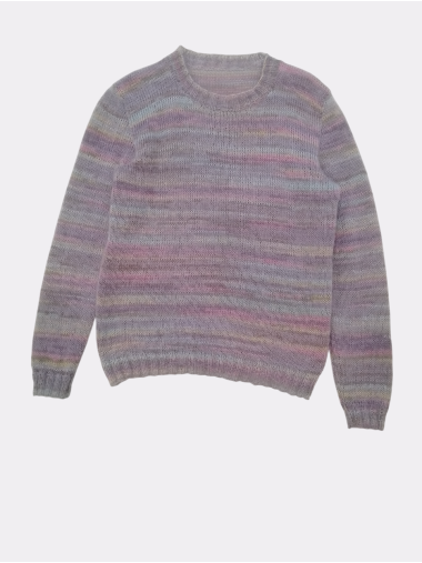 Knit mohair sweater mock stripe (short)
