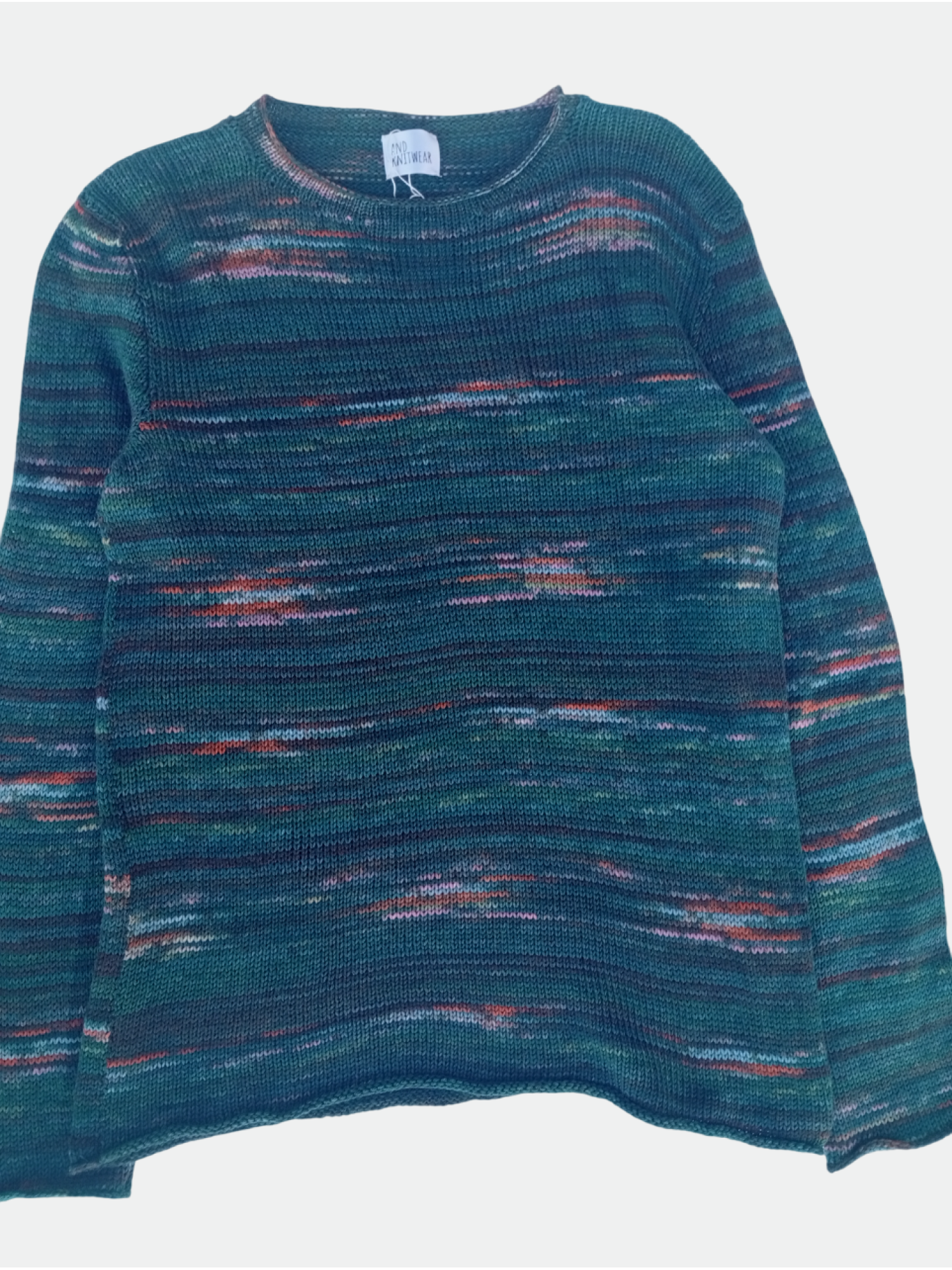 Multicolor merino sweater rolled edges