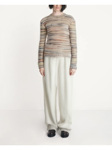 Knit mohair sweater mock stripe (short)